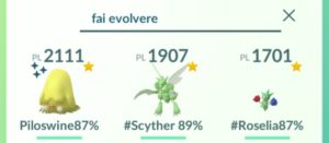 Ricerca Pokémon che possiamo evolvere