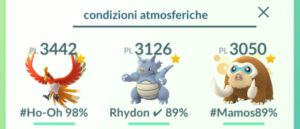 Ricerca Pokémon per condizioni atmosferiche